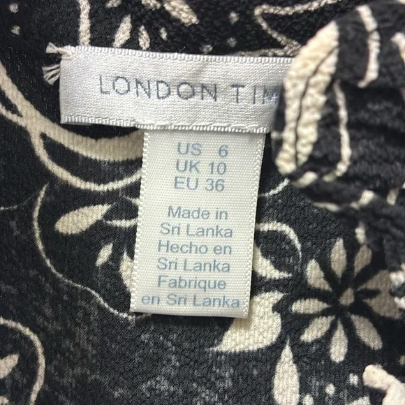 NWT Dress HAWAIIAN PAISLEY Crepe Split Ruffle Neck Maxi Dress Black Sleeveless - Picture 12 of 15